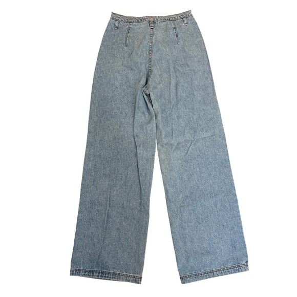 Vintage Outlaw Jeans Size 9 Light Wash High Waist Wide Leg Denim Pants - Picture 2 of 9